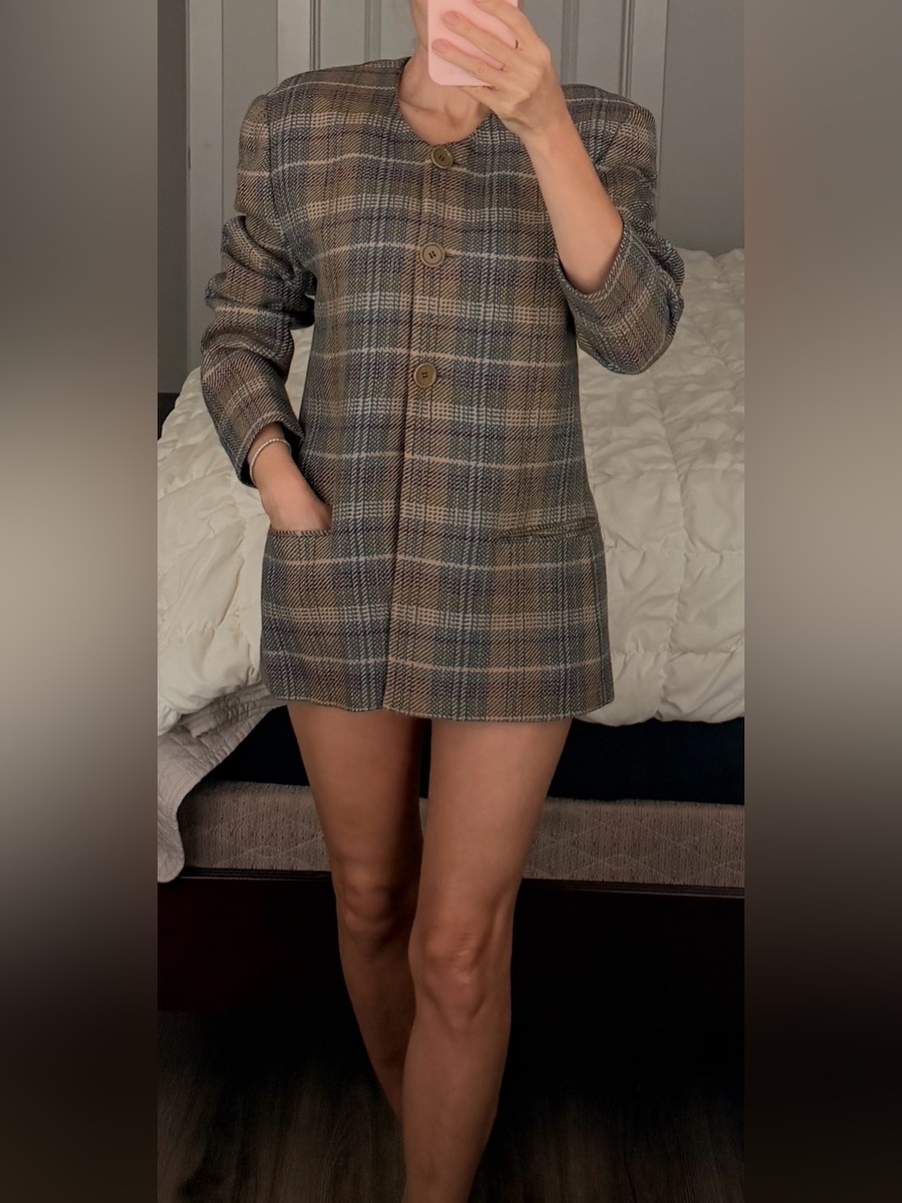 Giorgio Armani Plaid Blazer in Tan, Blue and Black Label